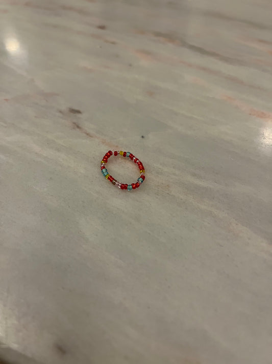 poppy beaded ring